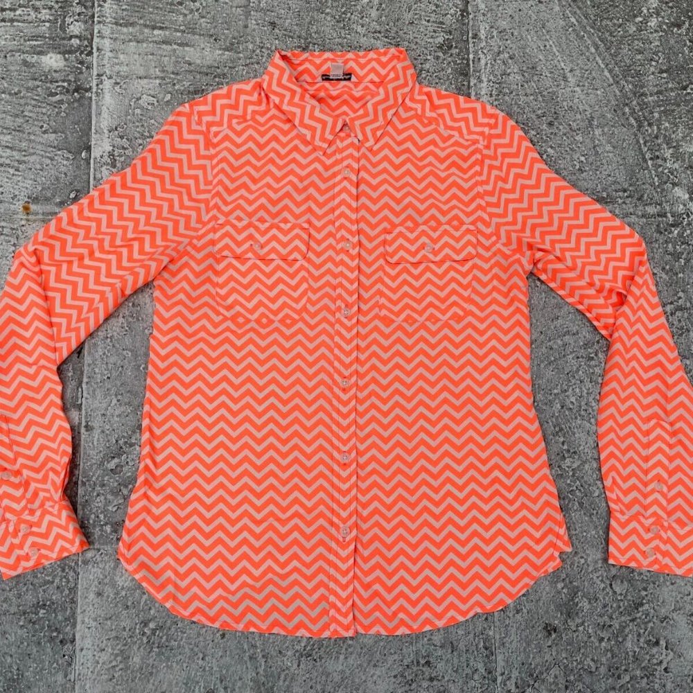 American Eagle Outfitters Women Top Shirt Orange Double Pocket Size SP